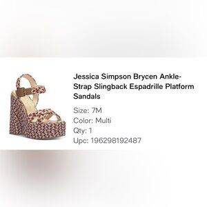 Jessica Simpson Brycen Wedge Sandal Sz 7M/37.5 Multi-color